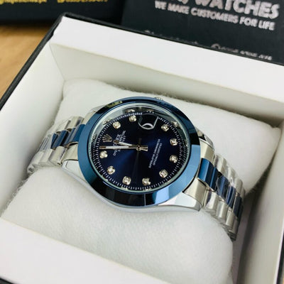 Rolex Men's Two Tone Stone Watch