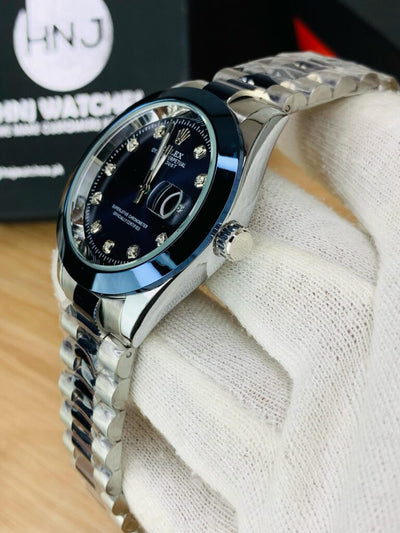 Rolex Men's Two Tone Stone Watch