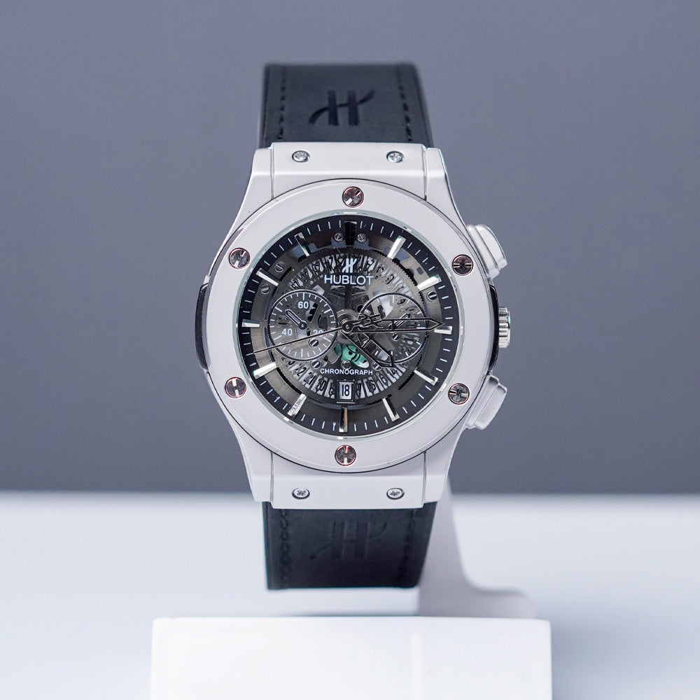 Hublot-Inspired Skeleton Watch + Black Aura Arabic Watch