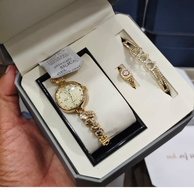 Elegant Women’s Set – Watch, Ring & Bracelet Combo