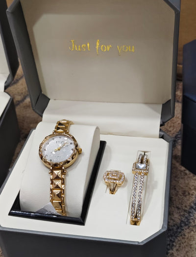 Elegant Women’s Watch, Bracelet & Ring Set