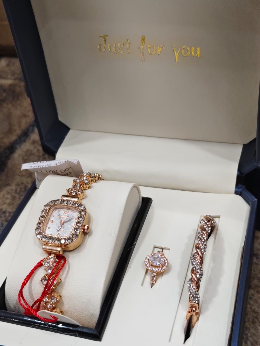Chic Women's Watch, Bracelet & Ring Set | 3-Piece Combo