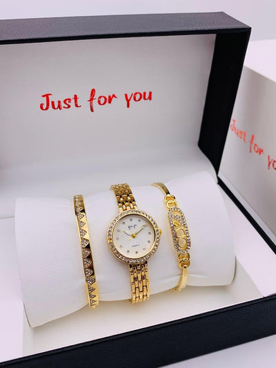 Stylish Women’s Watch Set with 2 Unique Bracelets