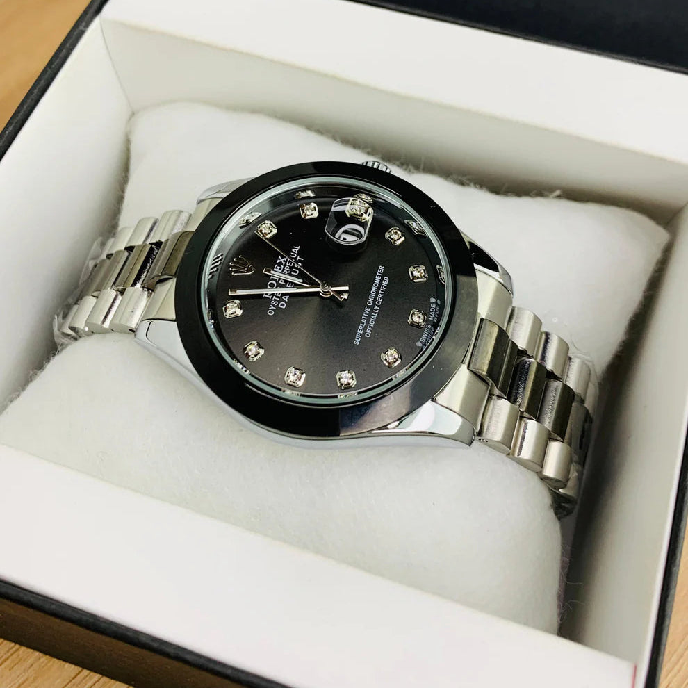 Rolex Men's Two Tone Stone Watch