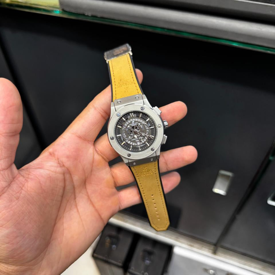 Hublot-Inspired Skeleton Watch + Black Aura Arabic Watch