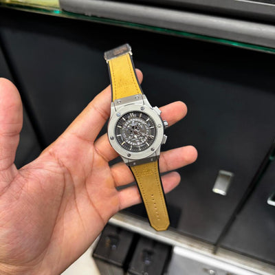 Hublot-Inspired Skeleton Watch + Black Aura Arabic Watch
