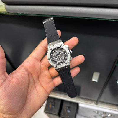 Hublot-Inspired Skeleton Watch + Black Aura Arabic Watch