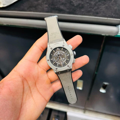 Hublot-Inspired Skeleton Watch + Black Aura Arabic Watch